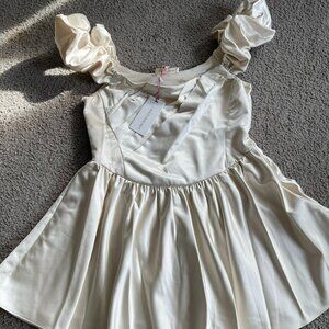 LoveShackFancy The Cailey Off the Shoulder Satin Minidress